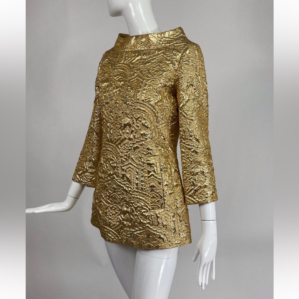 RARE Michael Kors Vintage Metallic Gold Brocade Tunic/Top Size 8 Made in Italy
